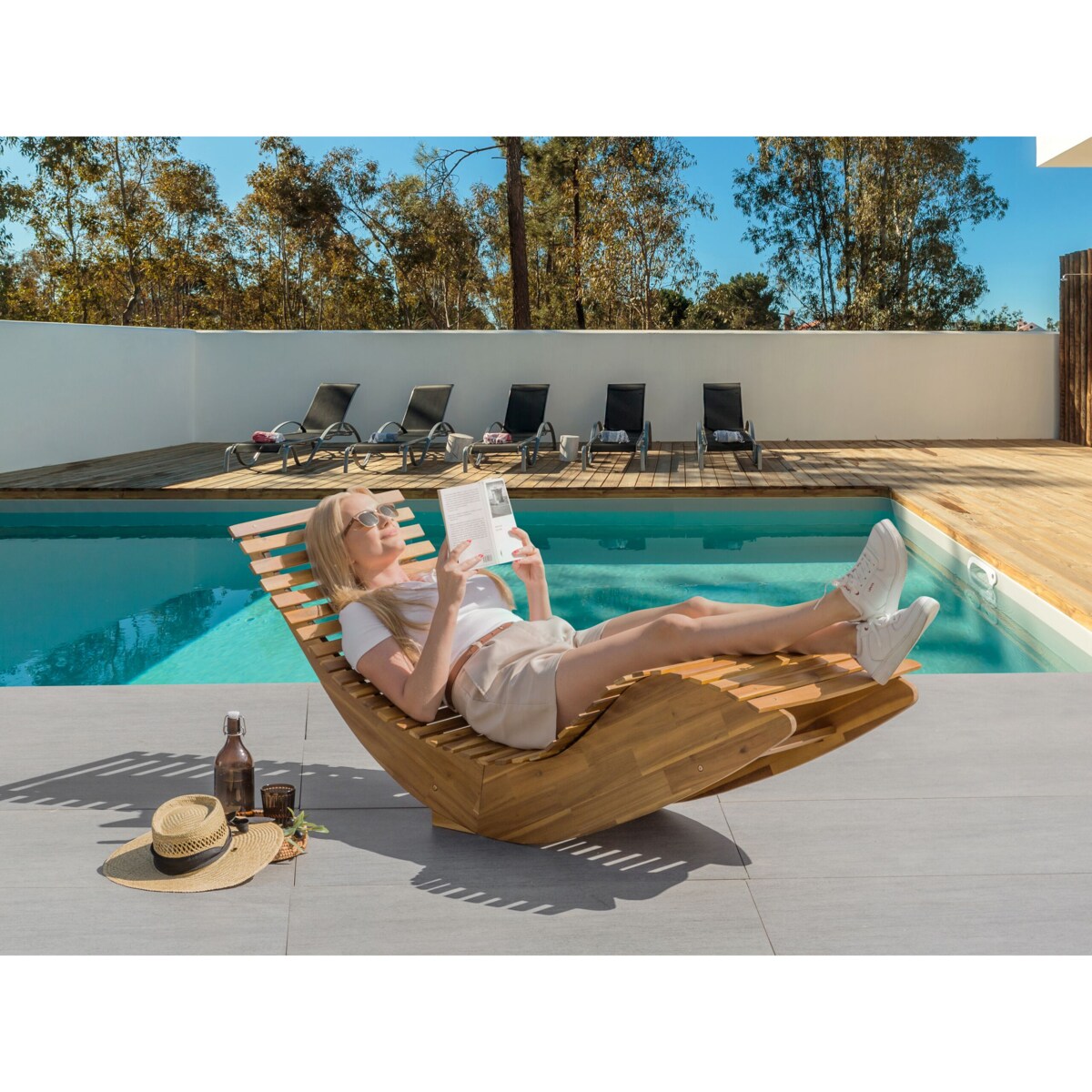 Leżak Jasne drewno BRESCIA II