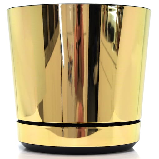 32 cm wzór ZŁOTY BŁYSZCZĄCY Doniczka z podstawką nowoczesna elegancka glamour duża donica szeroka