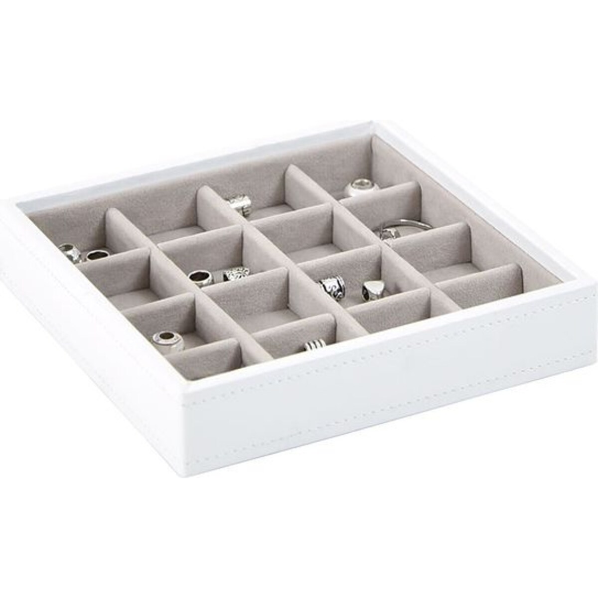 Szkatułka na charmsy Stackers 16 komorowa biało-beżowa