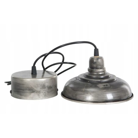 LAMPA wisząca STYL LOFT SREBRNA metalowa śr. 20cm do salonu sypialni