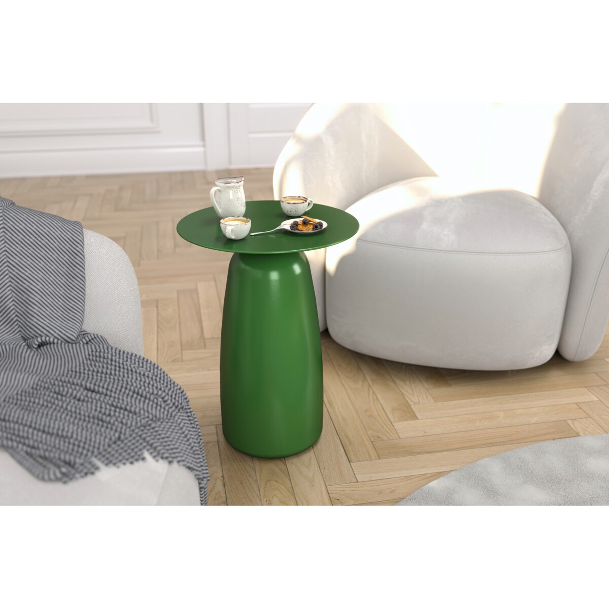 Stolik drewniany różne kolory Baobab 44, kolor groszkowa zieleń