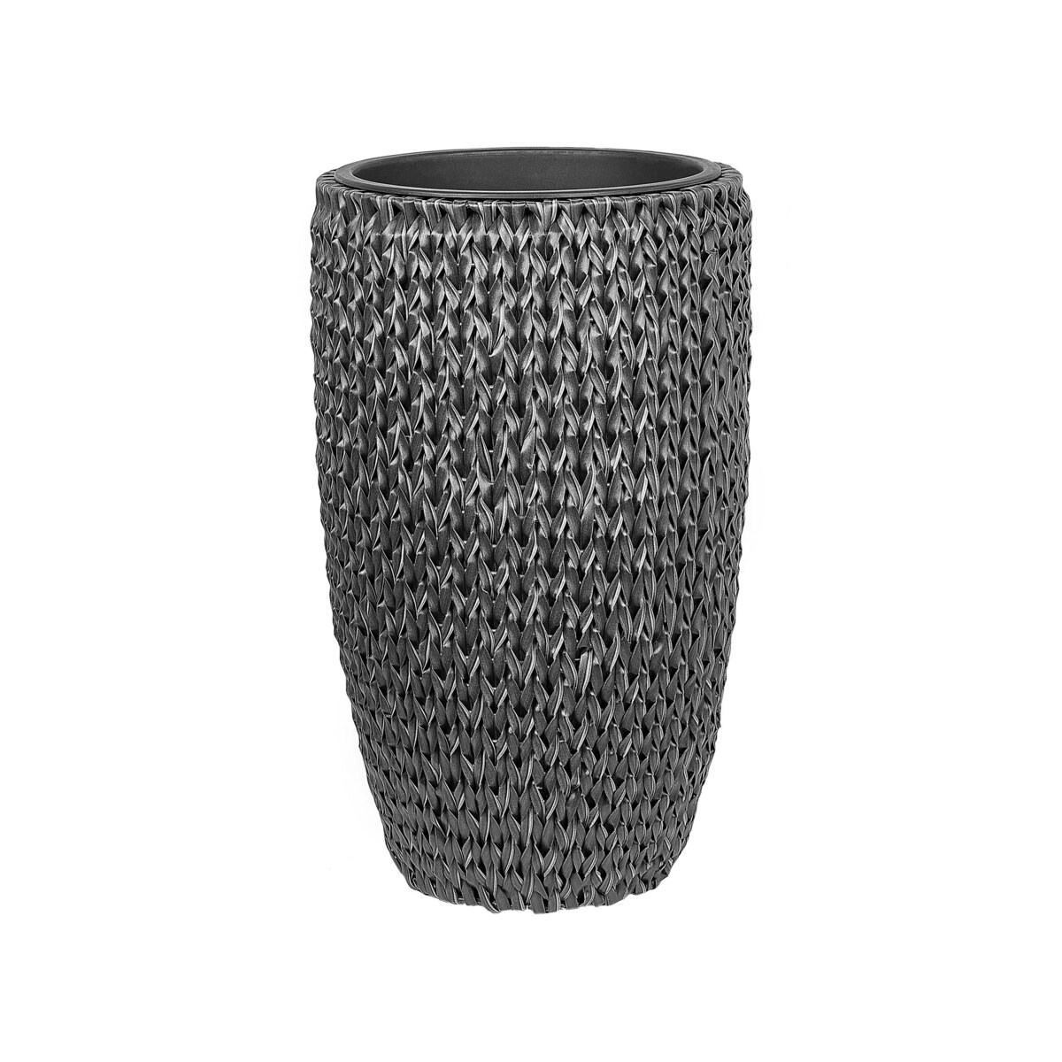 Zestaw 2 doniczek na kwiaty z technorattanu czarny CEDRUS