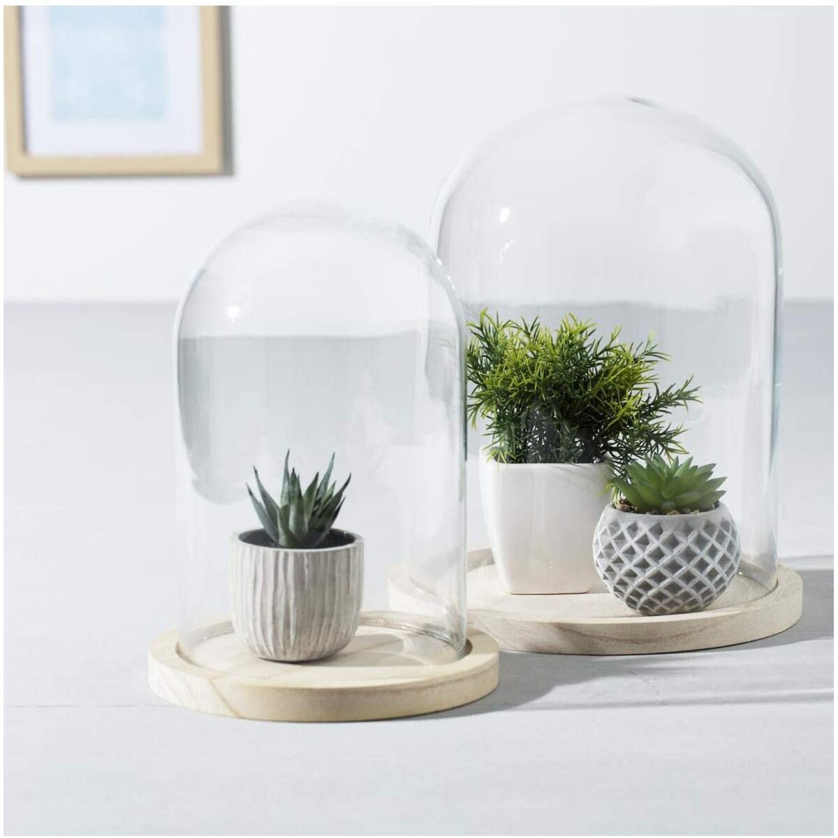 Szklana kopuła, Ø 18 cm, na drewnianej podstawie