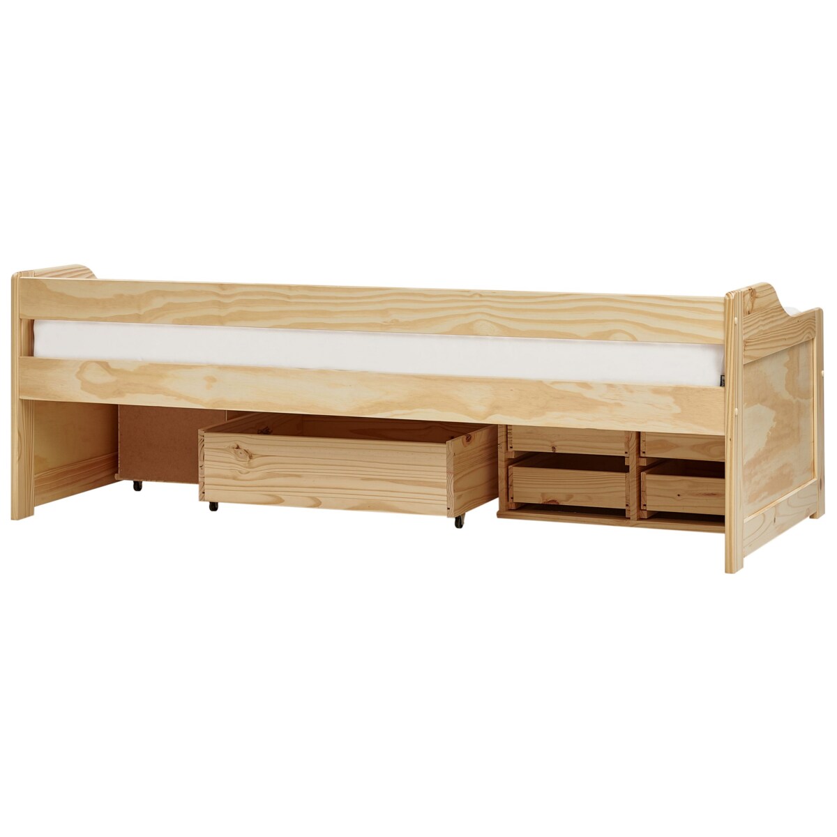 Łóżko drewniane z szufladami 90 x 200 cm jasne drewno ROYVILLE