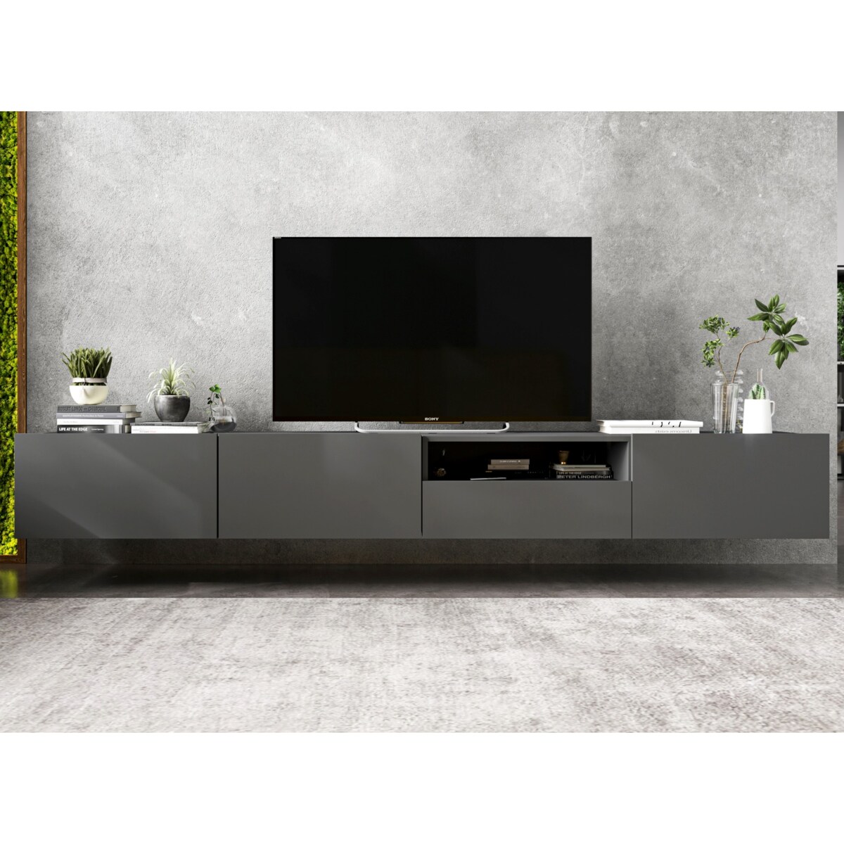 Szafka RTV Komoda Loft Grafit MAT stojąca / wisząca szuflada 120 cm