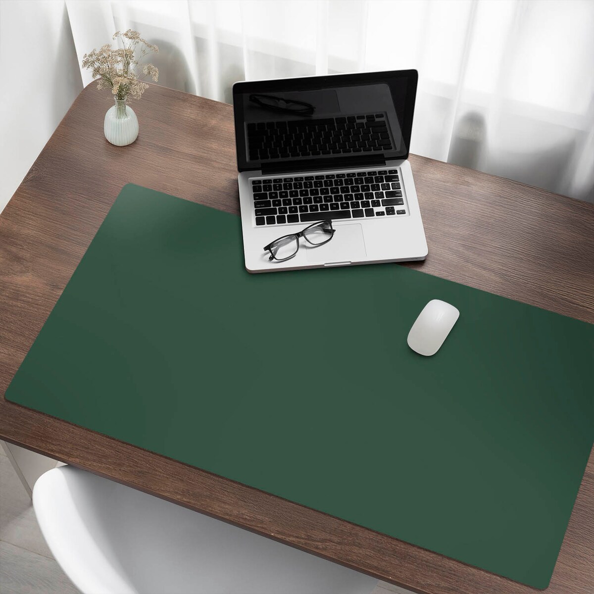 Zielona mata na biurko Kolor Ciemnozielony, 120x60 cm