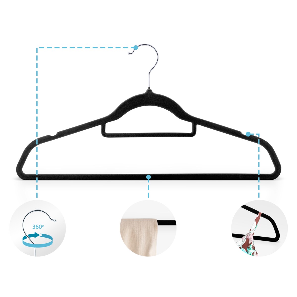 Wieszaki na ubrania welurowe do szafy zestaw 20szt. Massido