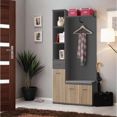 Garderoba do przedpokoju MARCO I antracyt/dąb artisan