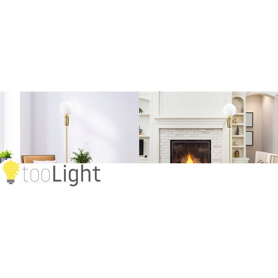 Lampa Stojąca Podłogowa Złota Biały Klosz