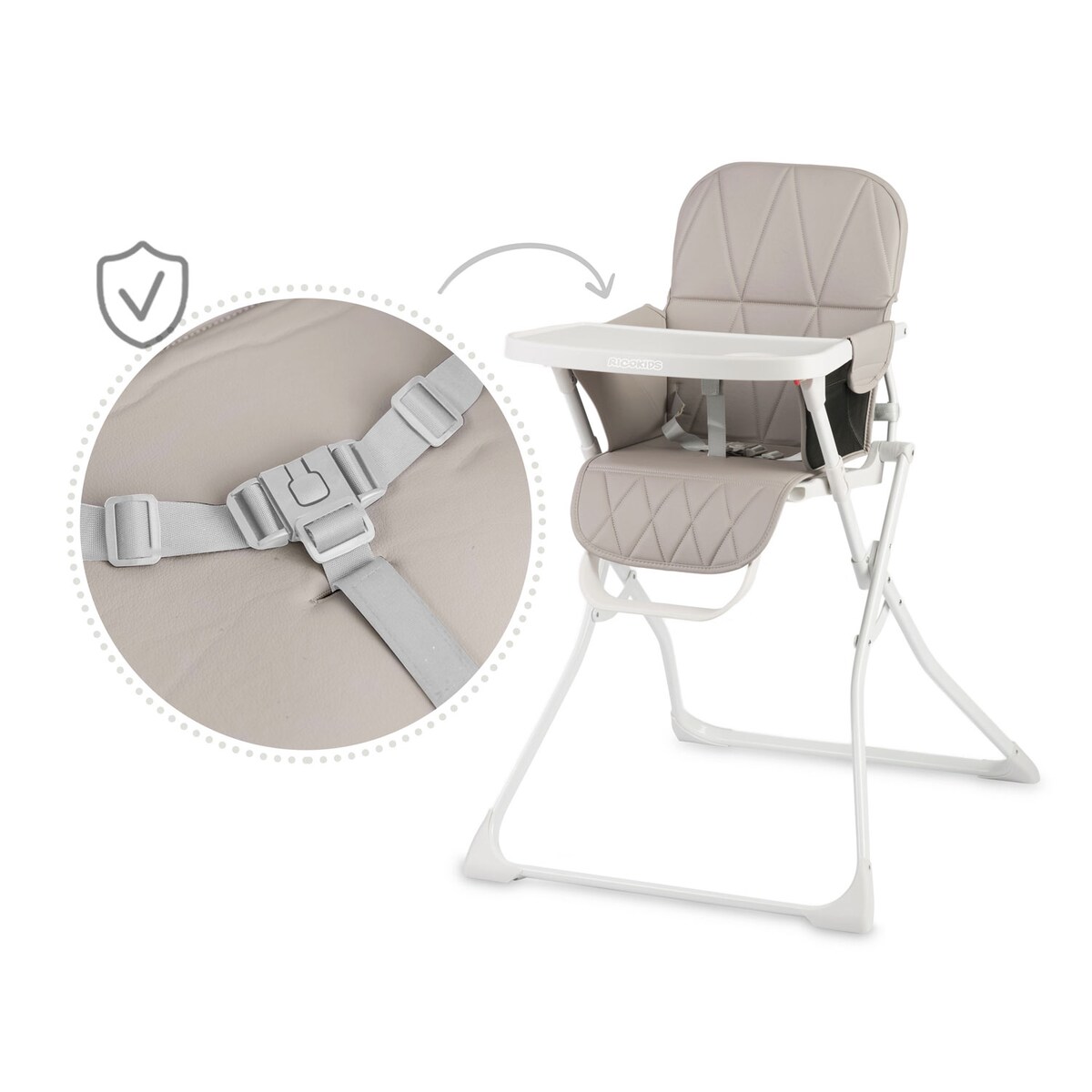 Krzesełko do karmienia Ricokids Nuco lekkie składane podnóżek 7096