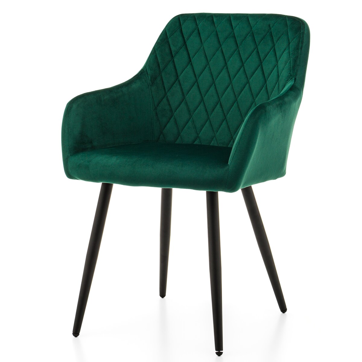 Krzesło tapicerowane TODI welur do salonu jadalni pikowane zielone