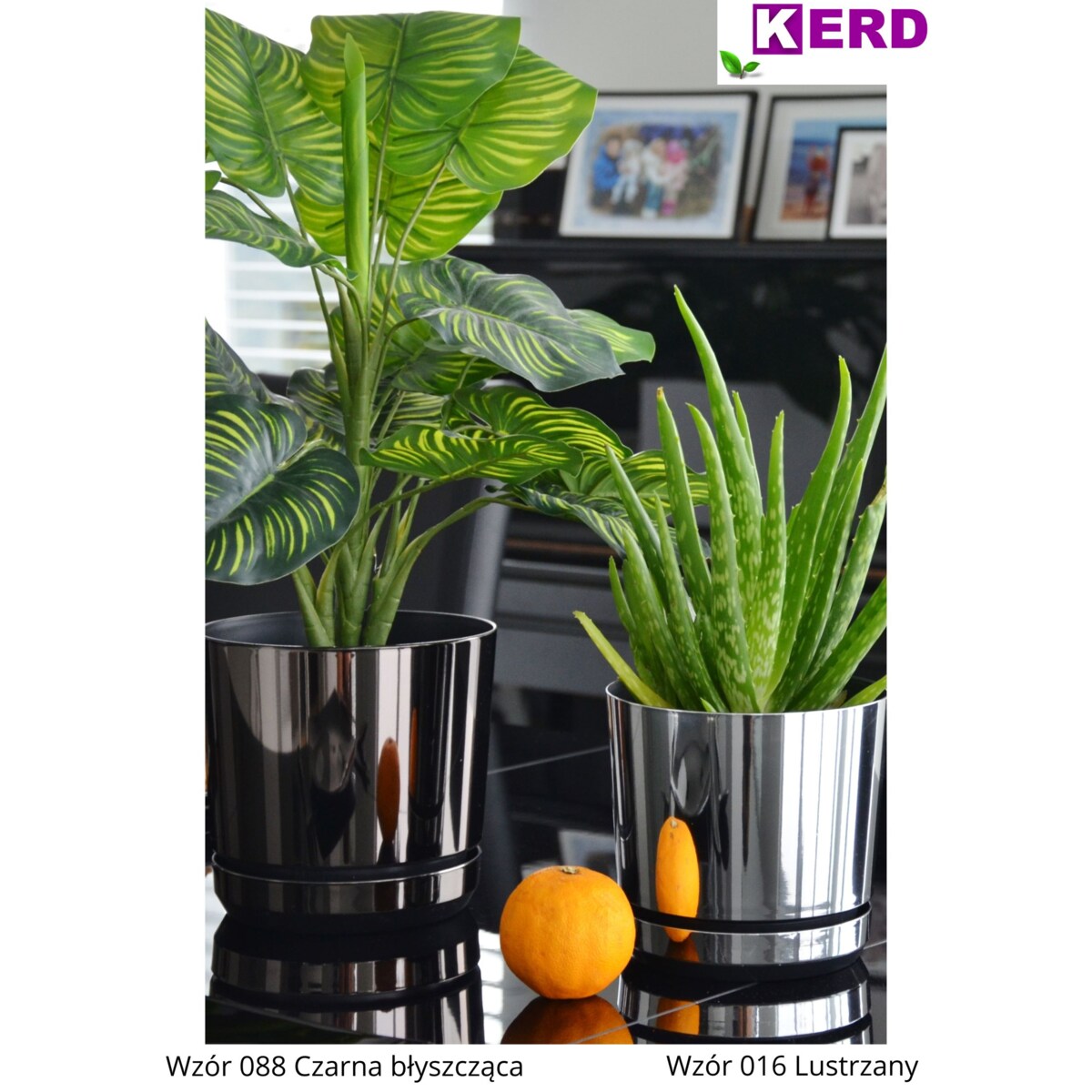 16 cm wzór LUSTRZANY Doniczka z podstawką glamour elegancka efekt lustra wysoki połysk nowoczesna