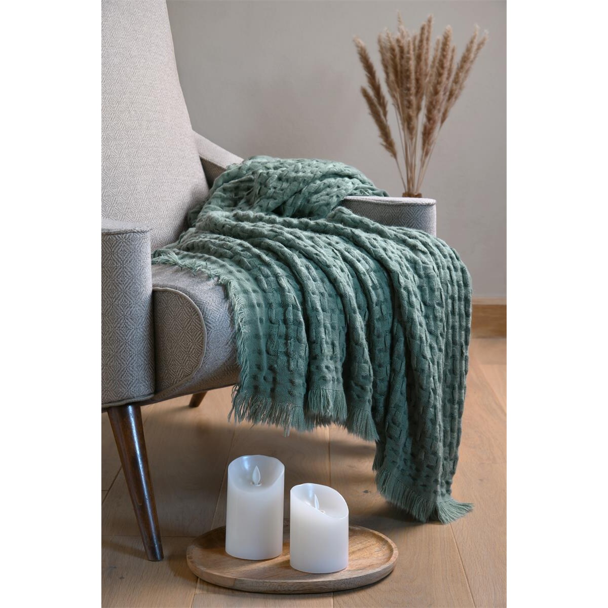 Pled ALFIE, szałwiowy, 130 x 150 cm