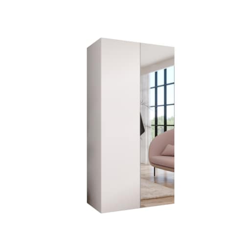 Szafa uchylna z lustrem Sandi 2 100 wys 202 cm Biały + u Czarny