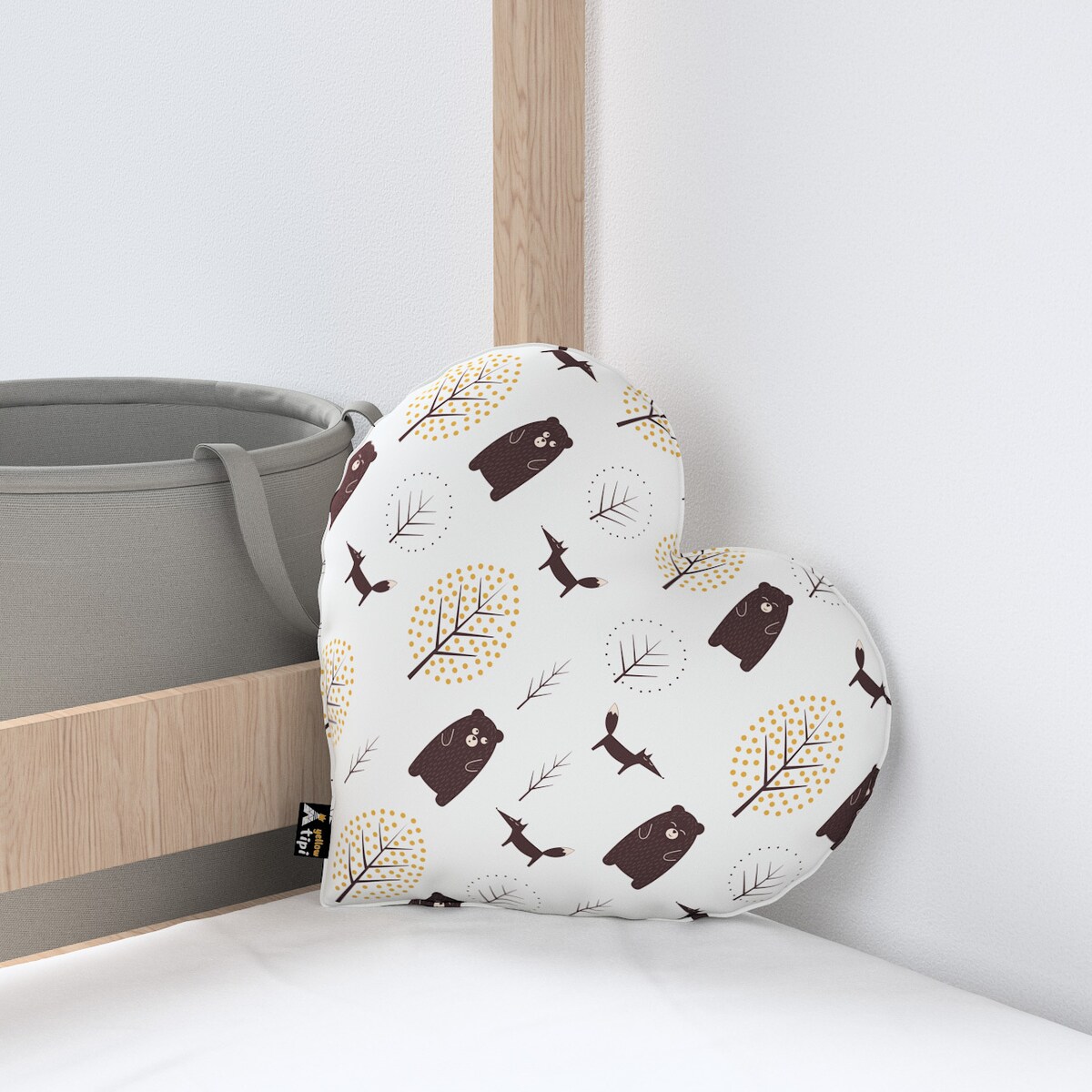 Poduszka Heart of Love, ecru-brązowy, 45x15x45cm, Magic Collection