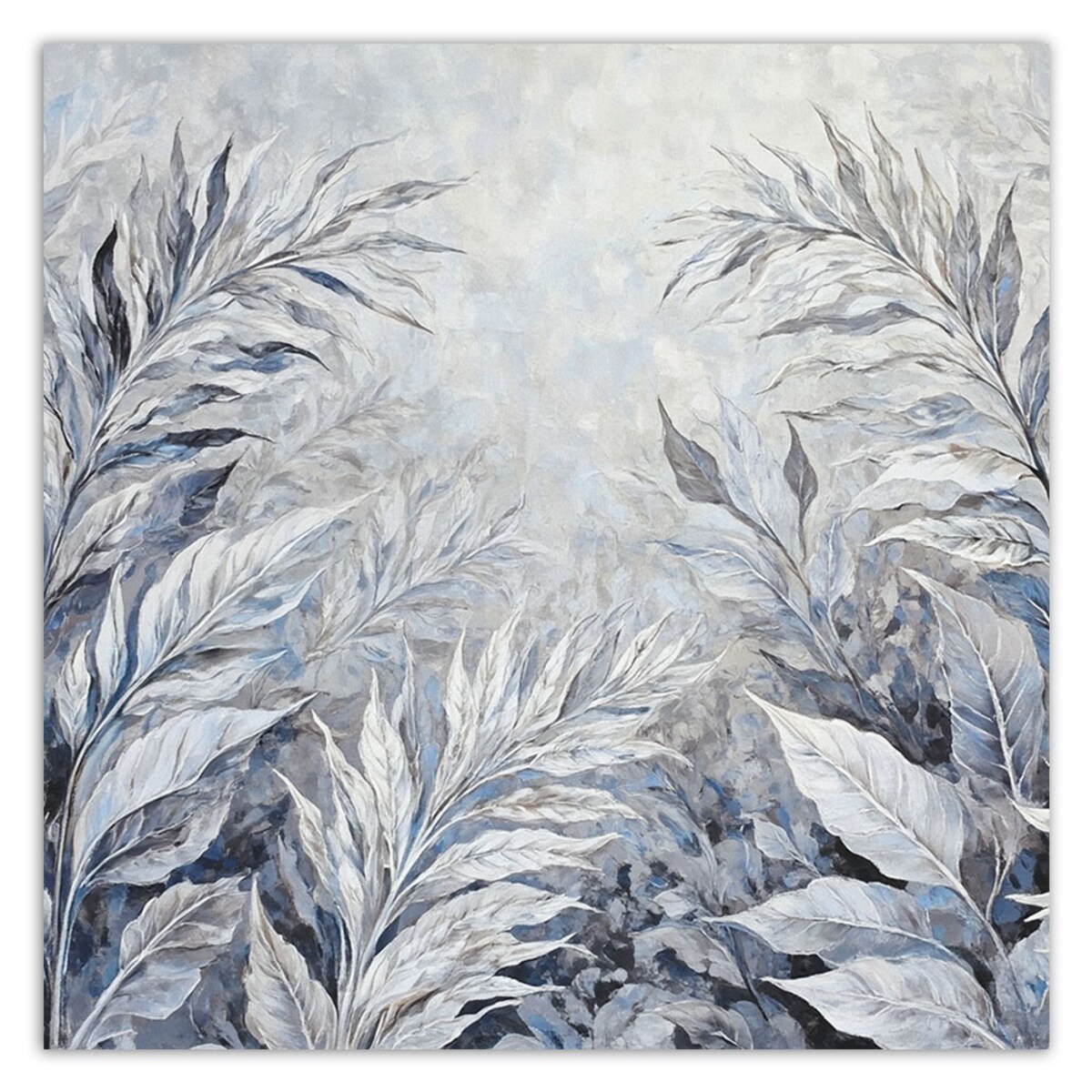 Obrazy na ścianę do salonu Liście Abstrakcja Botanika Szary 60x60