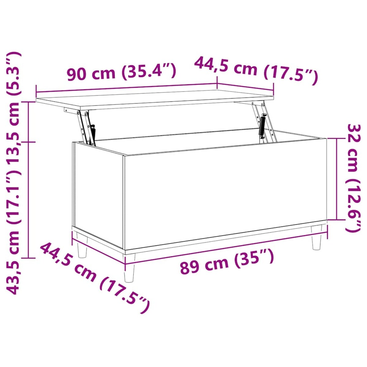 vidaXL Stolik kawowy, czarny, 90x44,5x45 cm, materiał drewnopochodny