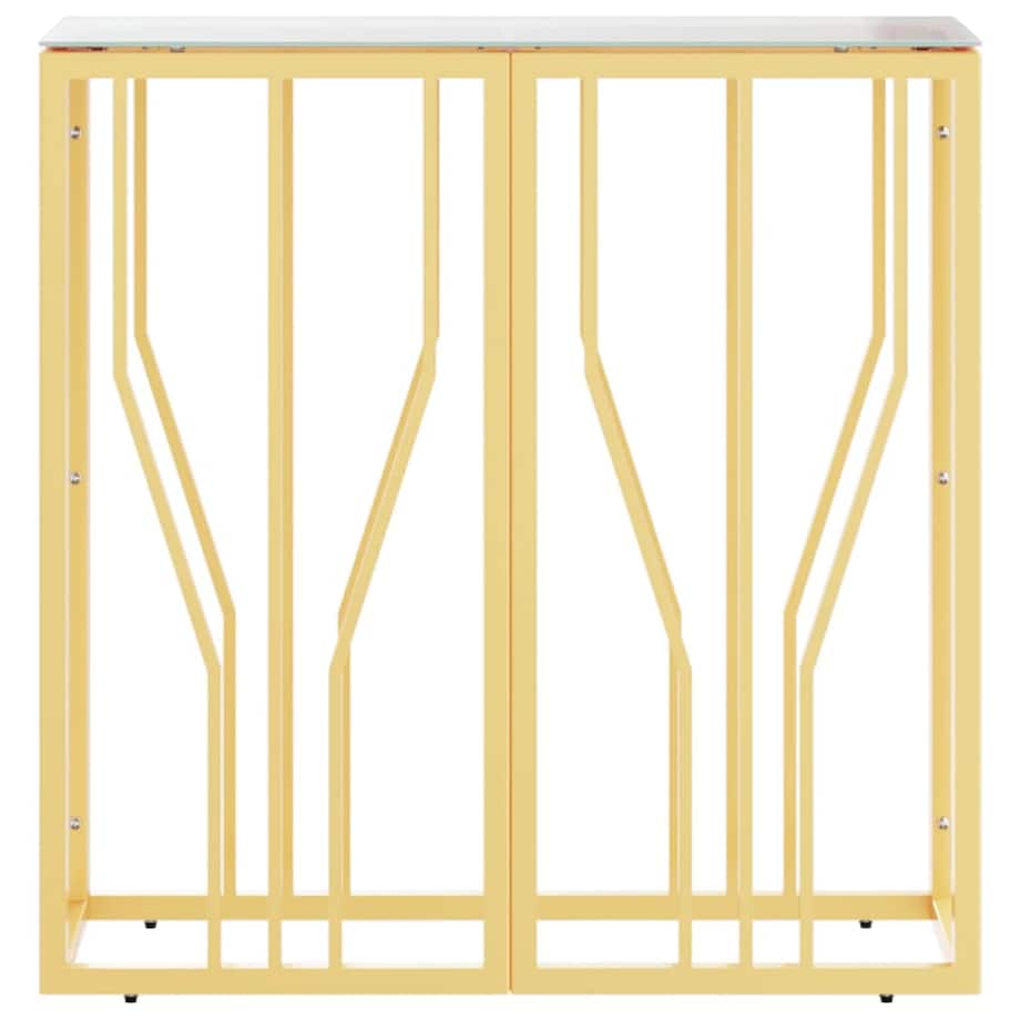 vidaXL Stolik konsolowy, złoty, 70x30x70 cm, stal nierdzewna i szkło