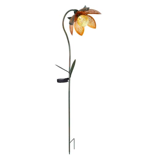 Lampa solarna ogrodowa LED dogruntowa Kwiat 90 cm IP44 biała 6500K zielona Globo 33653