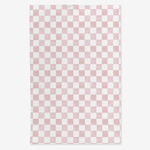 Lniany ręcznik kuchenny - różowa krata