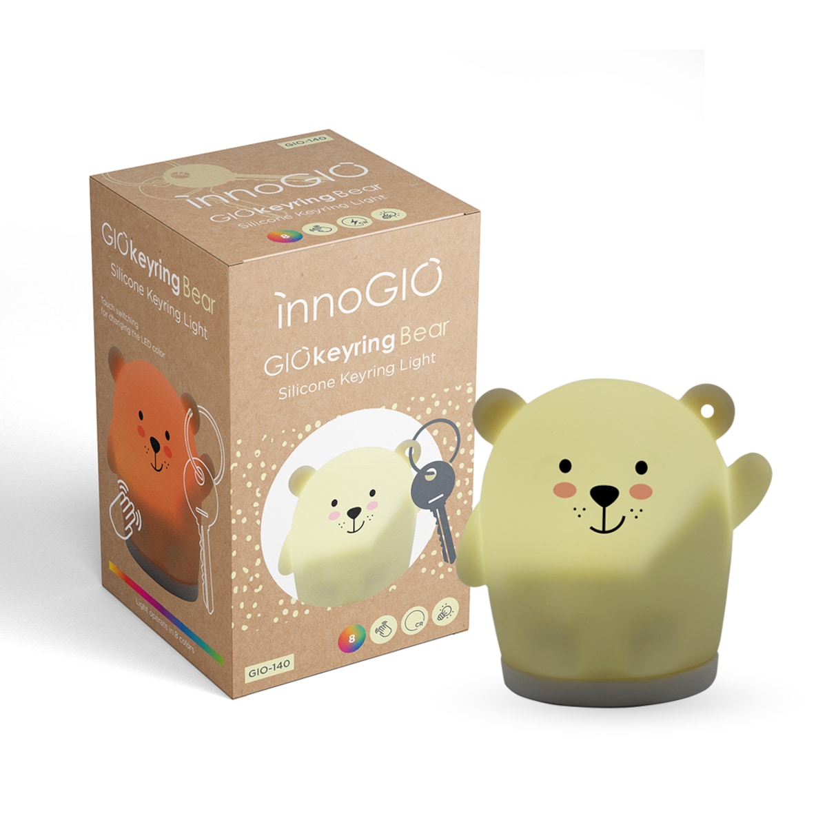 InnoGIO GIOkeyrings Bear GIO-150 Świecący Breloczek Miś 8 Kolorów