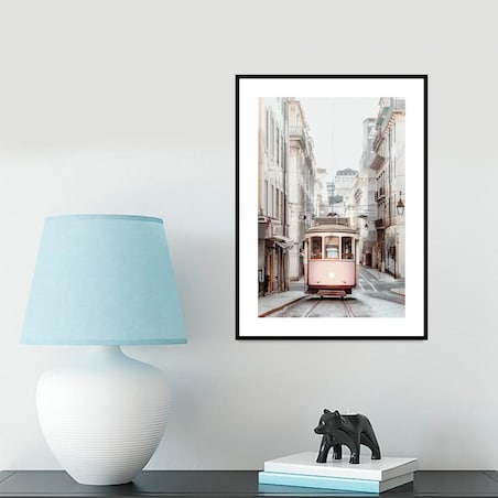 Poster Story, Plakat, Obraz - Różowy Tramwaj Miejski, wymiary 30 x 42 cm