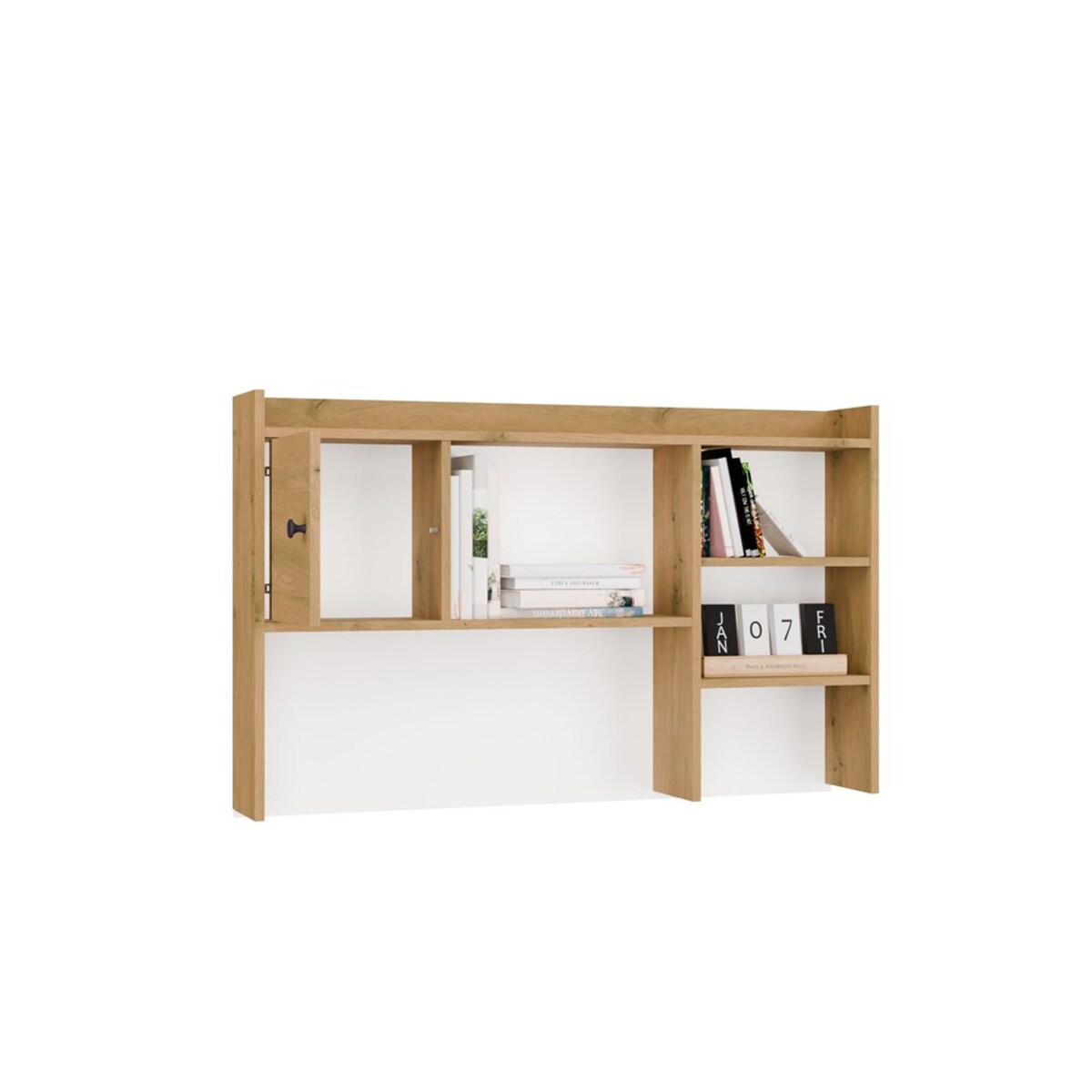 Nadstawka do Biurka 120 cm DĄB ARTISAN 1 Drzwi Regał Na Książki Dokumenty