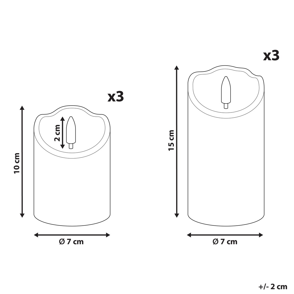 Zestaw 6 świec LED AMOREA 10/15 cm Złamana biel