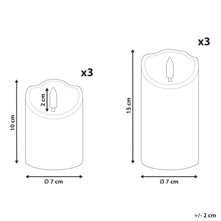 Zestaw 6 świec LED AMOREA 10/15 cm Złamana biel