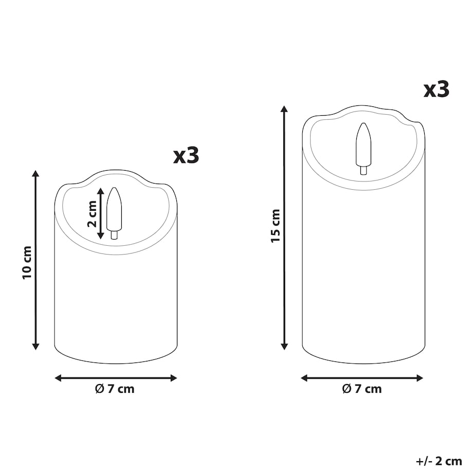 Zestaw 6 świec LED AMOREA 10/15 cm Złamana biel
