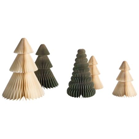 Zestaw 5 dekoracji świątecznych VORMA Choinka 14/20/20/25 cm Beżowy/zielony