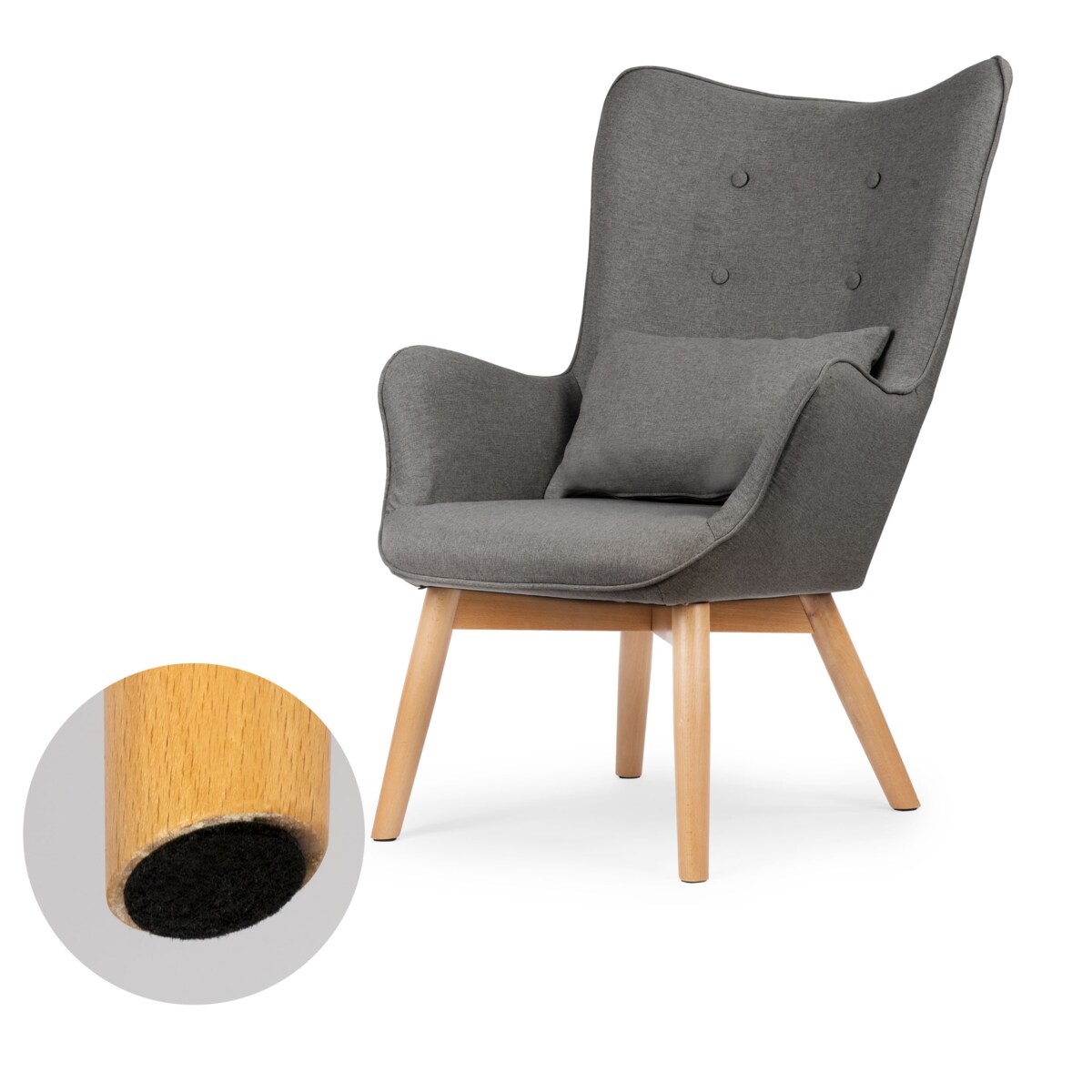 Fotel USZAK z podnóżkiem i poduszką Sofotel szary