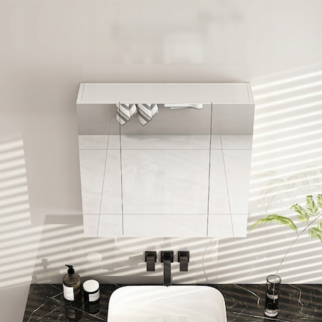 Szafka łazienkowa wisząca biała 2-drzwiowa nowoczesna ścienna 3 półki 80 cm