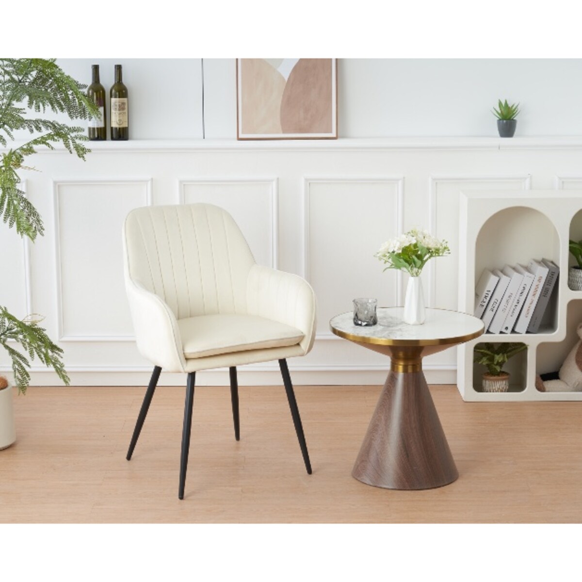 KRZESŁO TAPICEROWANE VELVET WELUR DO SALONU JADALNI KUCHNI BEŻOWE MIA BLACK