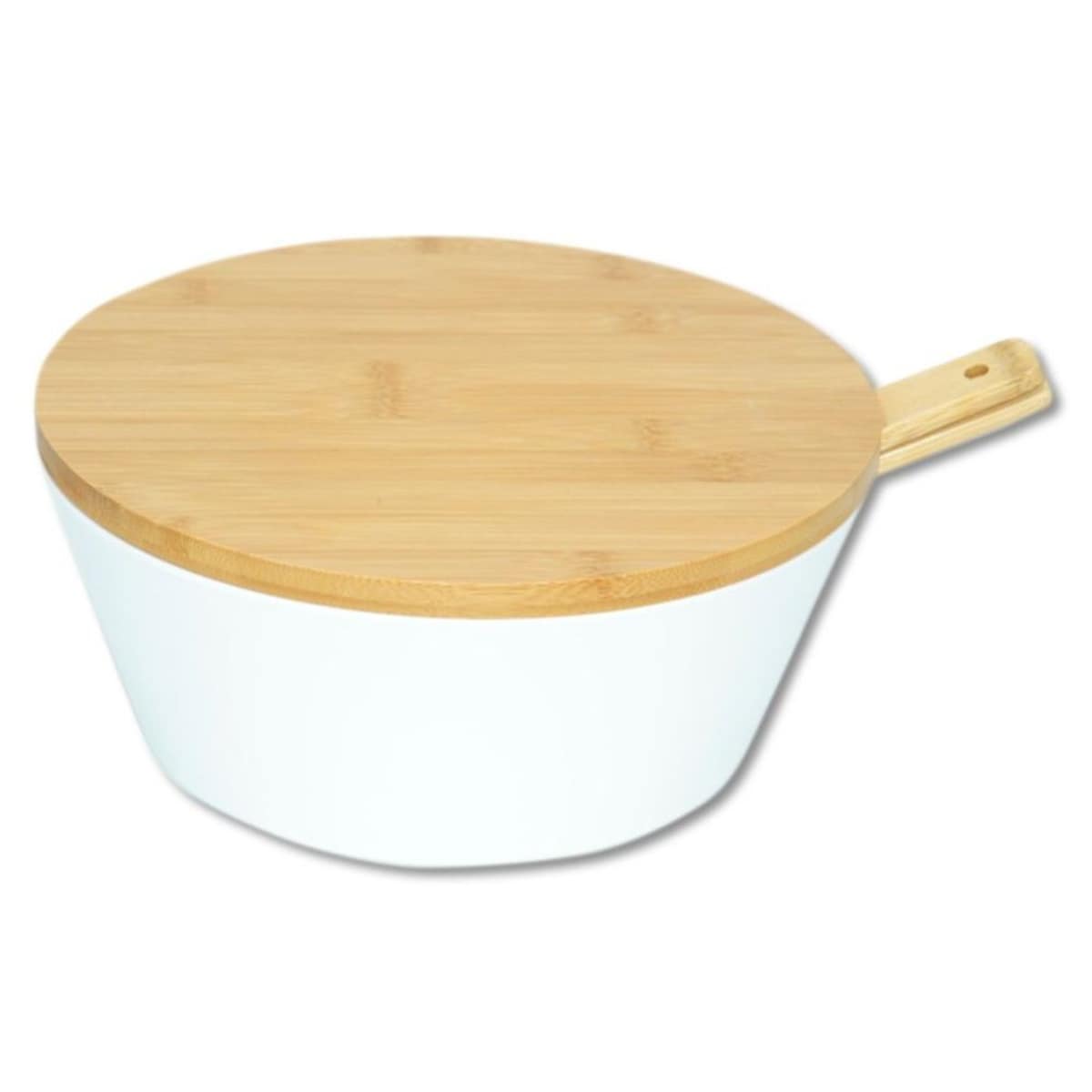 Kesper Miska z melaminy na owoce i sałatki ze sztućcami biała 26 cm