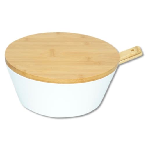 Kesper Miska z melaminy na owoce i sałatki ze sztućcami biała 26 cm