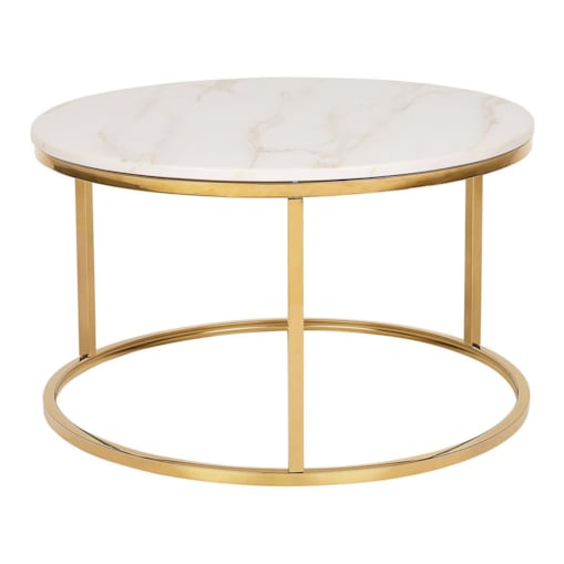 Stolik kawowy beżowy/złoty efekt marmuru CORAL