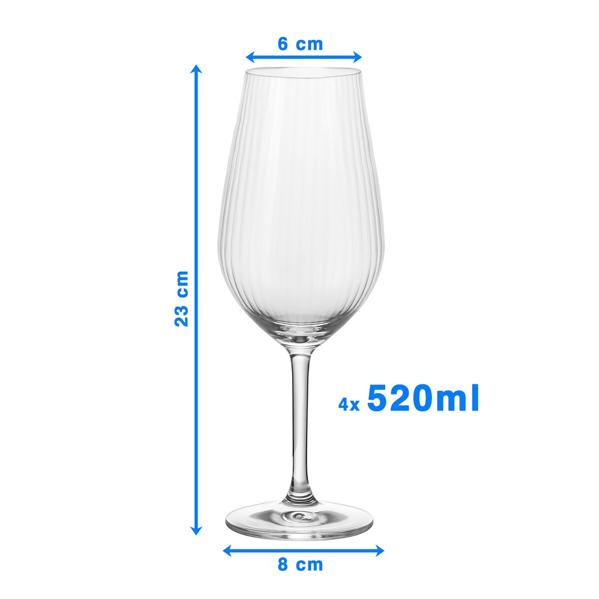 4X Kieliszki Kryształowe Do Wina Szampana Szklanki Eleganckie Szklane 520 Ml Zestaw