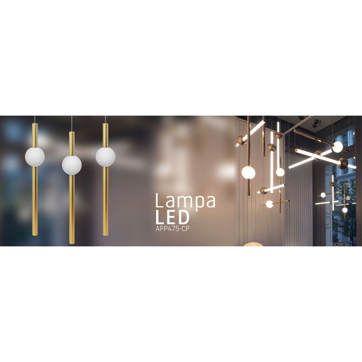 Lampa Sufitowa Wisząca Długa Led Złoto Biała Gold