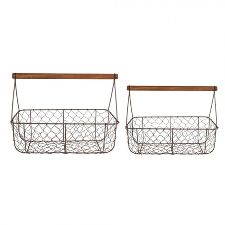 Kosz druciany z drewnianą rączką 2 szt. Craft