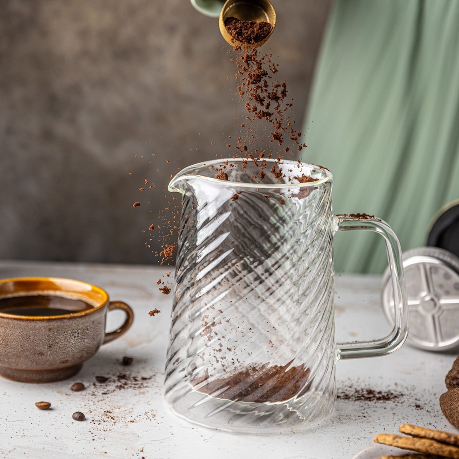 Zaparzacz do kawy herbaty szklany 350ml French Press złoty KLAUSBERG