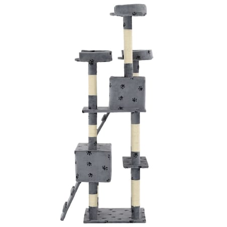 vidaXL Drapak dla kota, 170 cm, szary z nadrukiem kocich łapek