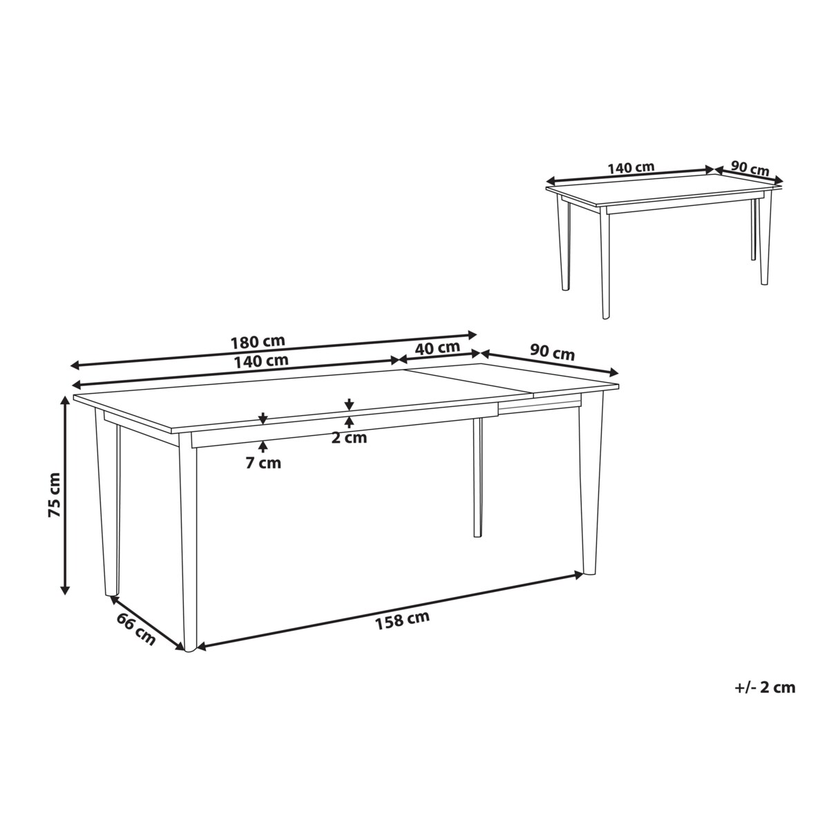 Stół do jadalni rozkładany SOLA Biały 140/180 cm 90 cm