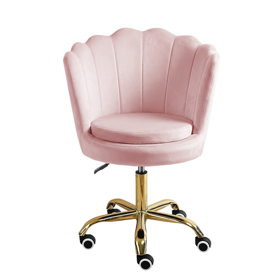 Fotel obrotowy krzesło muszelka welurowy do biurka toaletki różowy shell