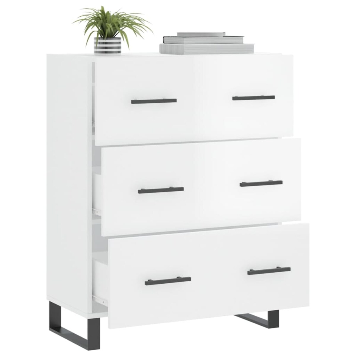 vidaXL Szafka, biała, połysk, 69,5x34x90 cm, materiał drewnopochodny