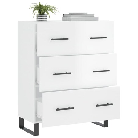 vidaXL Szafka, biała, połysk, 69,5x34x90 cm, materiał drewnopochodny