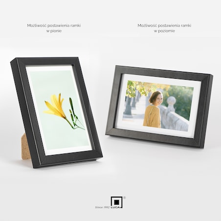 Czarna ramka na zdjęcia 10x15 cm rama MDF z plexi wisząca stojąca klasyczna ramka