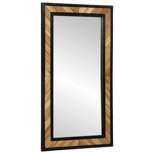vidaXL Lustro Czarny i Brązowy 90 x 2 x 50 cm Drewno akacjowe