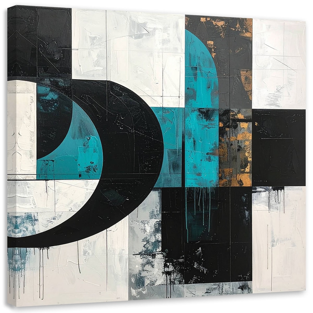 Obraz do salonu sypialni biura, Geometryczne kształty abstrakcja turkusowy