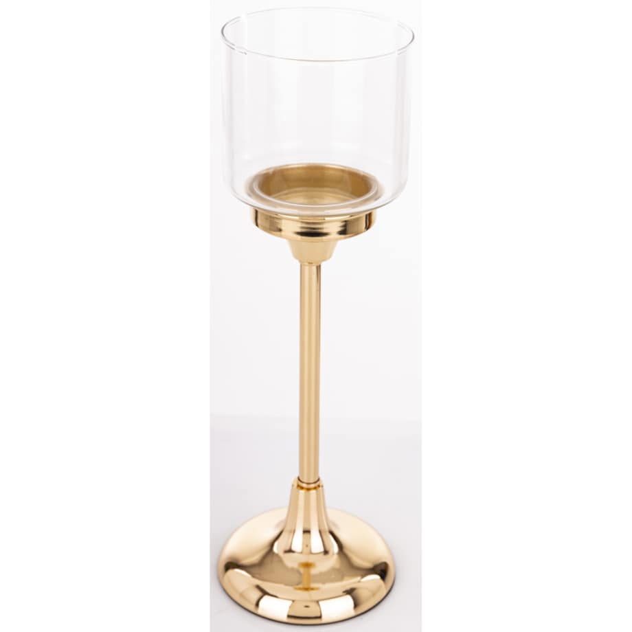 Świecznik złoty z kloszem 34x11 cm LAMBONG - III wysoki
